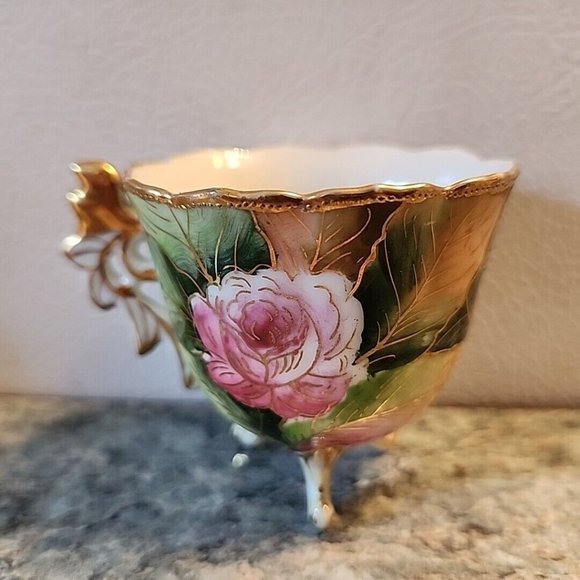 Chubu China Tea Cup Occupied Japan Gold Trim Footed Rose Floral Demitasse - Picture 4 of 9